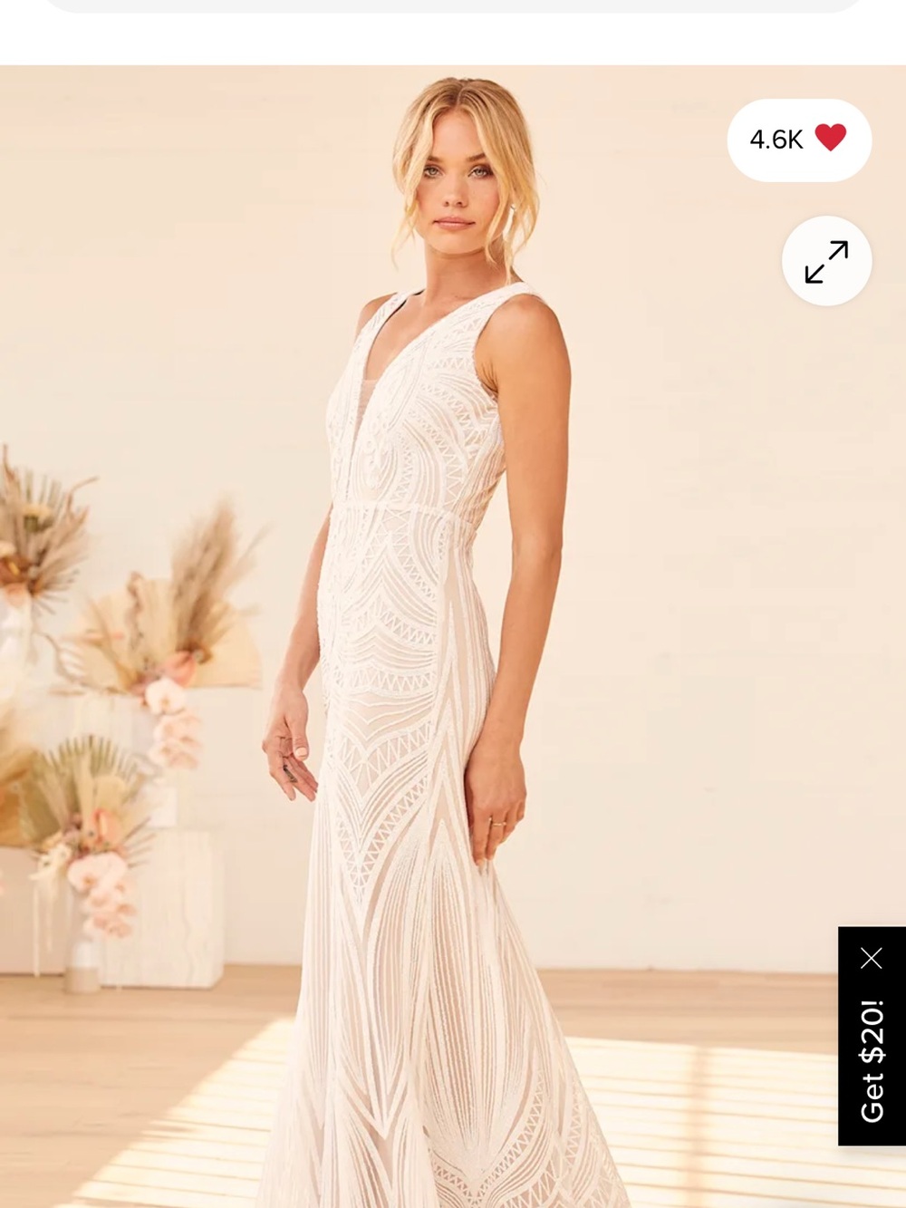 Lulu's Ivory Lace V-Neck Maxi Dress